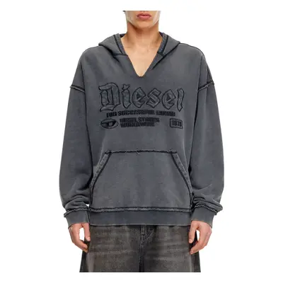 Mikina diesel s-boxt-hood-raw sweat-shirt black