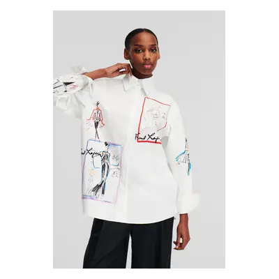 Košile karl lagerfeld archive print shirt white