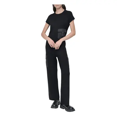 Kalhoty dkny swtr pant w/ satin p black