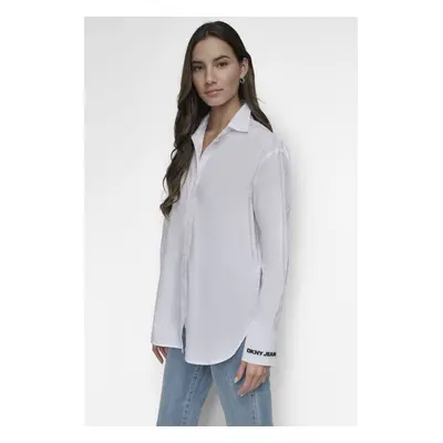 Košile dkny long sleeve poplin s wht/blk