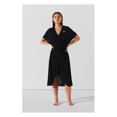 Plážové oblečení karl lagerfeld karl dna wrap beach dress black