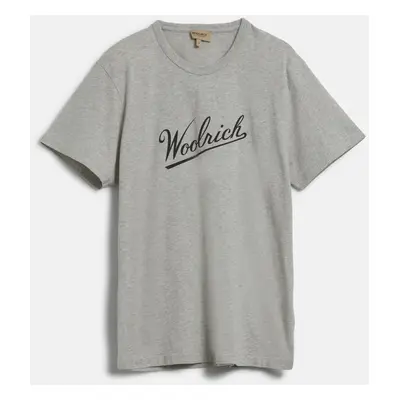 Tričko woolrich woolrich script t-shirt light grey melange