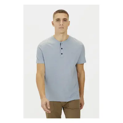 Tričko camel active henley 1/2 arm smoke blue