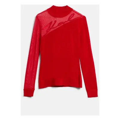 Rolák karl lagerfeld karl signature mock neck racing red