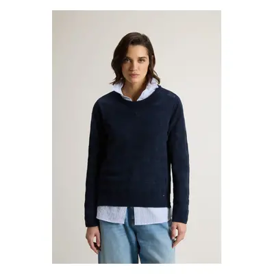 Svetr woolrich boxy crewneck melton blue