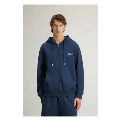 Mikina woolrich mouline full-zip hoodie melton blue