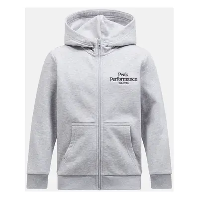 Mikina peak performance jr original zip hood mel med grey melange/black