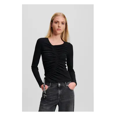 Top karl lagerfeld jeans klj ruched lslv top black