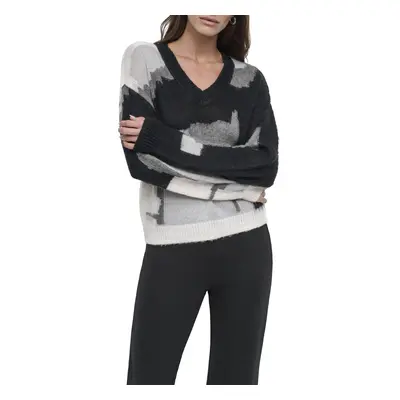 Svetr dkny l/s mohair multi col ice chip grey/black