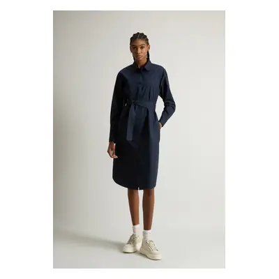 Šaty woolrich belted shirt dress melton blue