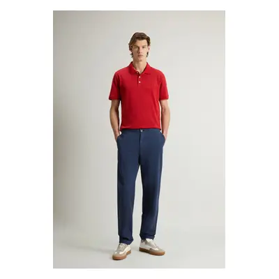 Kalhoty woolrich linen blend pants dream blue