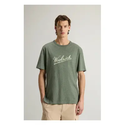 Tričko woolrich mouline jersey logo t-shirt greenstone