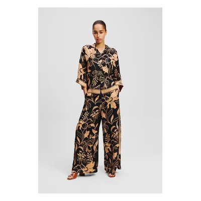 Kalhoty karl lagerfeld printed pants orchid aop