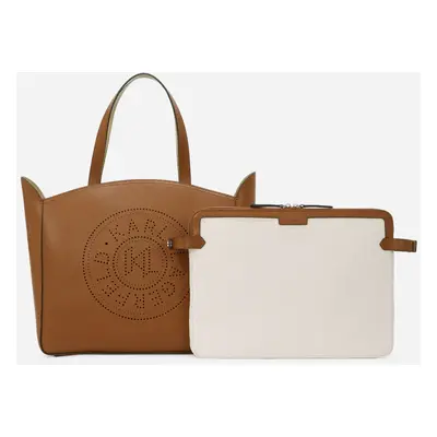 Kabelka karl lagerfeld k/circle tote with pouch perf dark tan