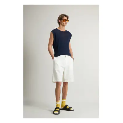 Šortky woolrich linen blend shorts feather white