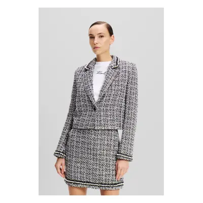 Blejzr karl lagerfeld embellished boucle jacket black/white/silver