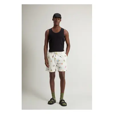 Šortky woolrich printed poplin shorts white hook