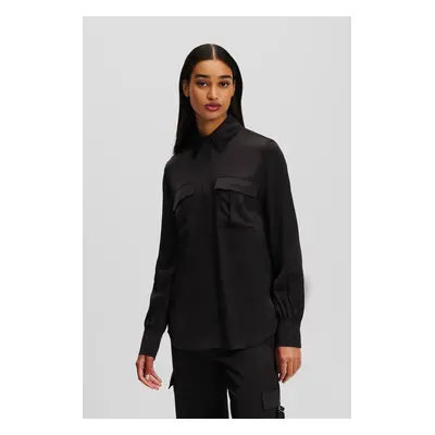 Košile karl lagerfeld satin cargo shirt black