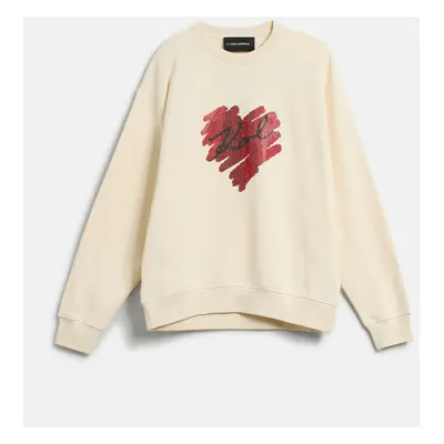 Mikina karl lagerfeld hearts rs sweatshirt cannoli cream