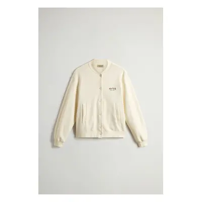 Mikina woolrich classic fleece bomber white