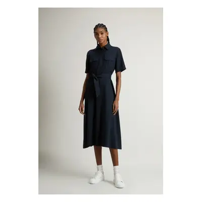 Šaty woolrich long fluid dress melton blue