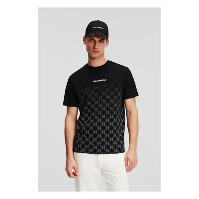 Tričko karl lagerfeld monogram degrade t-shirt black/white check monogram