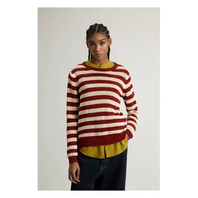 Svetr woolrich boxy crewneck madder brown stripe