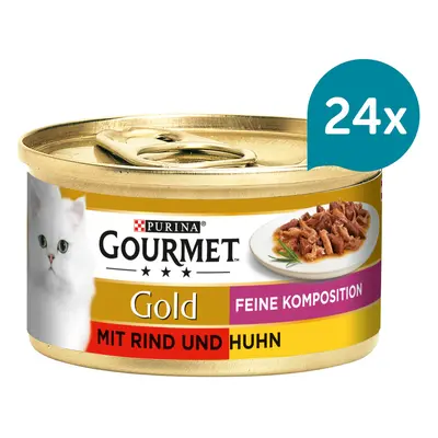 Gourmet Gold Feine Komposition hovězí a kuřecí maso 24 × 85 g