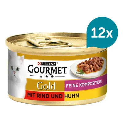 Gourmet Gold Feine Komposition hovězí a kuřecí maso 12 × 85 g