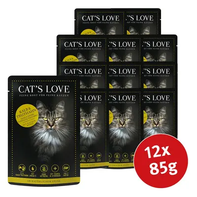 Cat's Love s telecím a krůtím masem, šantou kočičí a lněným olejem 12 × 85 g