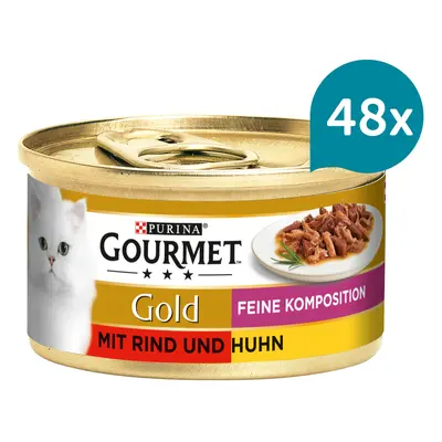 Gourmet Gold Feine Komposition hovězí a kuřecí maso 48 × 85 g