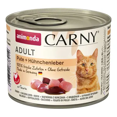 Animonda Carny Adult Krůta a kuřecí játra, 200g konzervy 24x200g