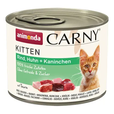 Animonda Carny Kitten hovězí, kuřecí a králičí maso 24 × 200 g