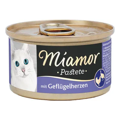 Masová paštika Miamor Katzenzarte s drůbežími srdci 12 × 85 g