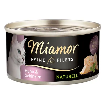 Miamor Feine Filets Naturelle, kuřecí maso a šunka, 80g plechovka 24 × 80 g