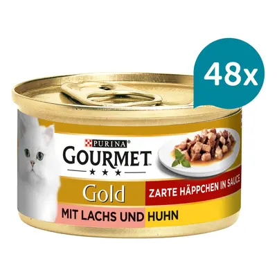 Gourmet Gold jemné kousky – losos a kuřecí 48 × 85 g