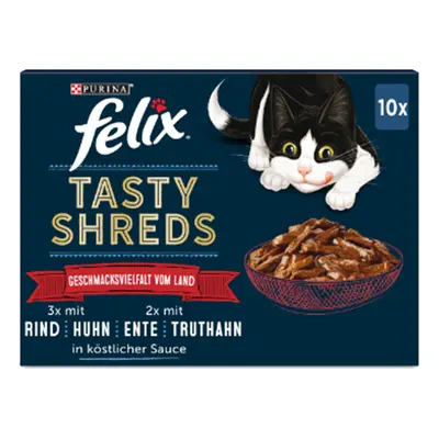 FELIX Tasty Shreds, výběr z venkova 10 × 80 g