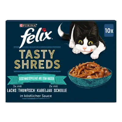 FELIX Tasty Shreds výběr z vody 10 × 80 g