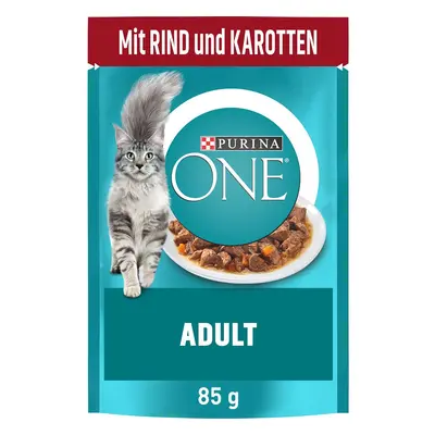 Purina ONE Adult s hovězím masem a mrkví, 24 x 85 g