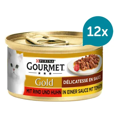 Gourmet Gold Délicatesse en Sauce hovězí a kuřecí 12 × 85 g