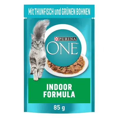 Purina ONE Indoor Formula s tuňákem a zelenými fazolemi, 24 x 85 g