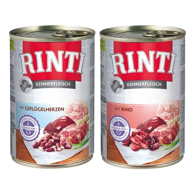 Rinti Kennerfleisch Mix hovězí s drůbežími srdíčky, 24× 400 g