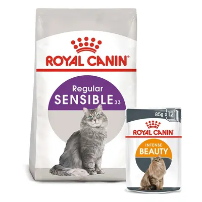 ROYAL CANIN SENSIBLE granule 10 kg + INTENSE BEAUTY kapsička 48× 85 g