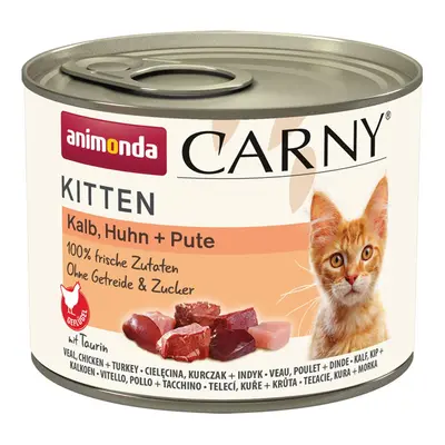 animonda Carny Kitten telecí, kuřecí a krůtí 24 × 200 g