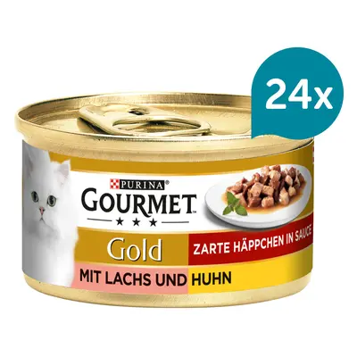 Gourmet Gold jemné kousky – losos a kuřecí 24 × 85 g