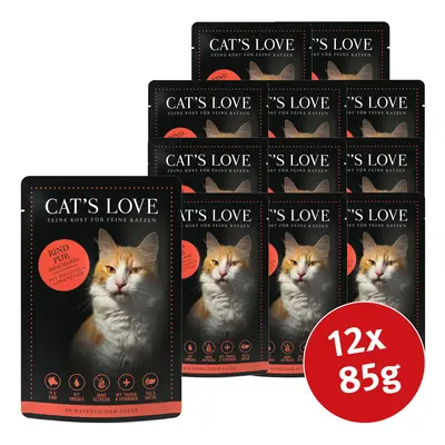 Cat's Love s čistým hovězím masem se saflorovým olejem a pampeliškou 12 × 85 g