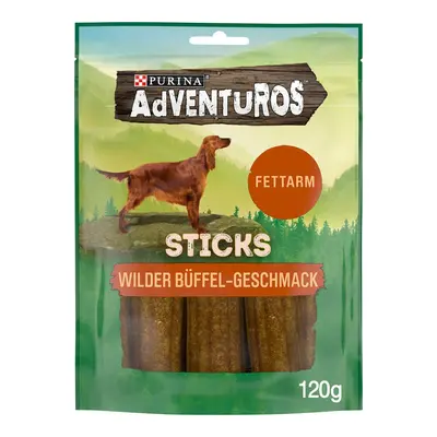 Purina AdVENTuROS tyčinky, nízkokalorický pamlsek pro psy s příchutí buvolího masa 3 × 120 g