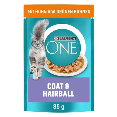 Purina ONE Coat & Hairball s kuřecím masem a zelenými fazolkami 24 × 85 g