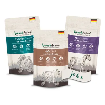 Venandi Animal – zkušební balení II, 4× koňské, 4× telecí, 4× krocan 12× 125 g