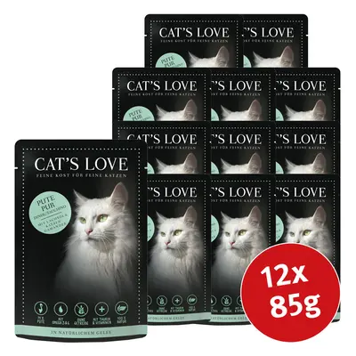 Cat's Love s čistým krůtím masem, lososovým olejem a rozrazilem rozekvítkem 12 × 85 g